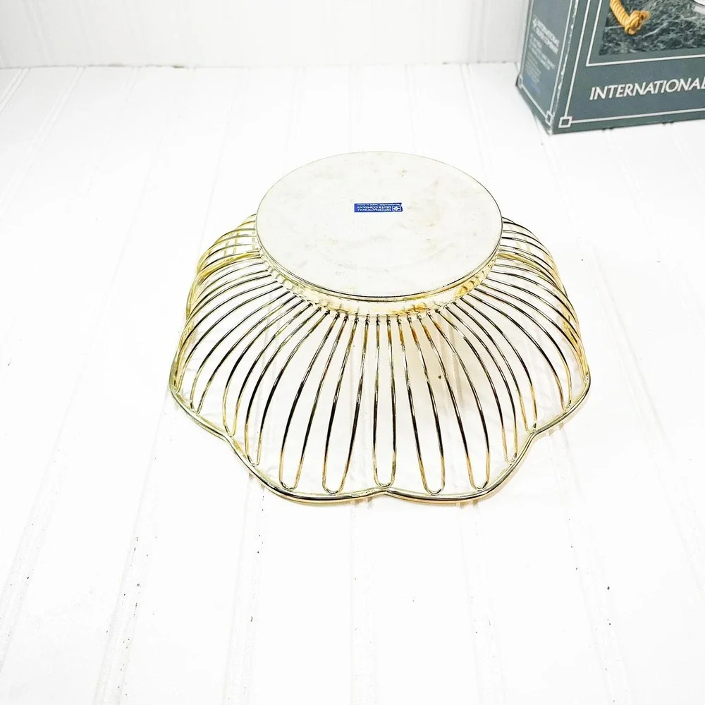 Vintage Gold-Plated Wire Bread Bowl‎ - International Silver Co. Fruit Basket